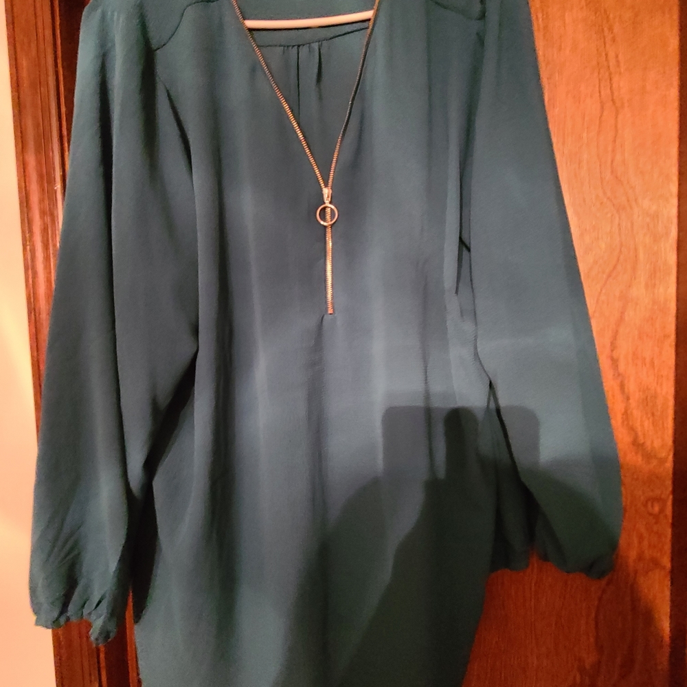 Teal textured blouse